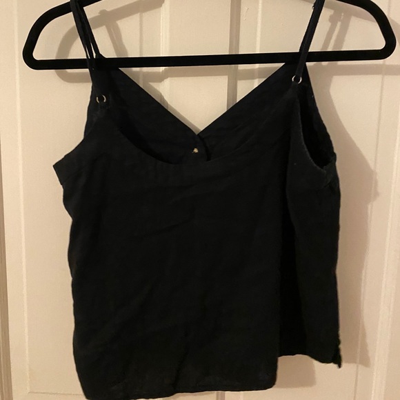 Navy blue tank with tortoise shell buttons. - Picture 2 of 5